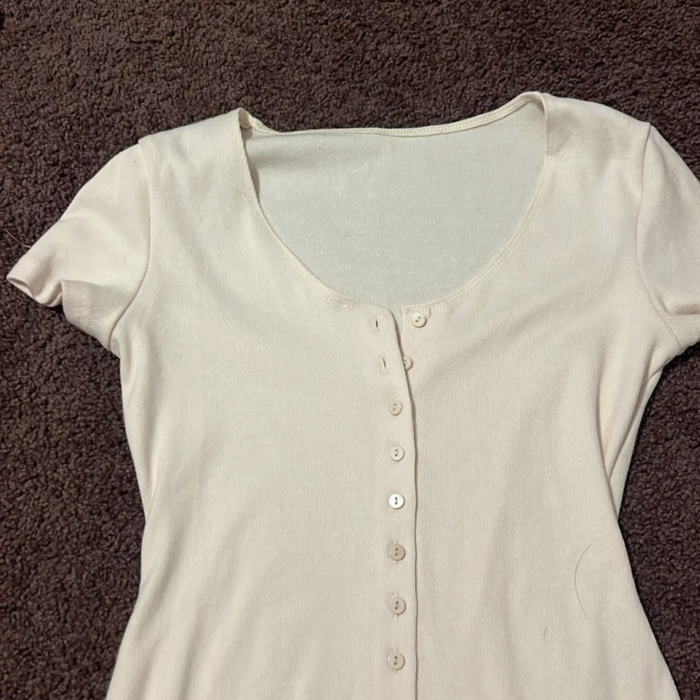 Cream Button-Front Dress - Picture 3 of 3